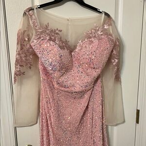 Elegant Pink Embellished Prom Dress